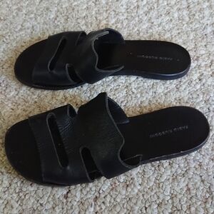 Fabio Rusconi Black Leather Slide Sandals size 6